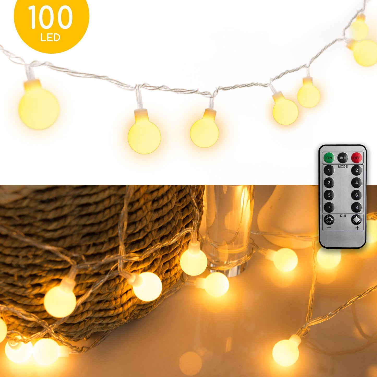 100 LED Globe Ball String Lights