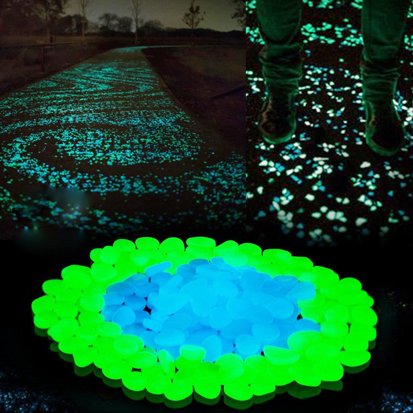 200PCS Dark Luminous Garden Pebbles