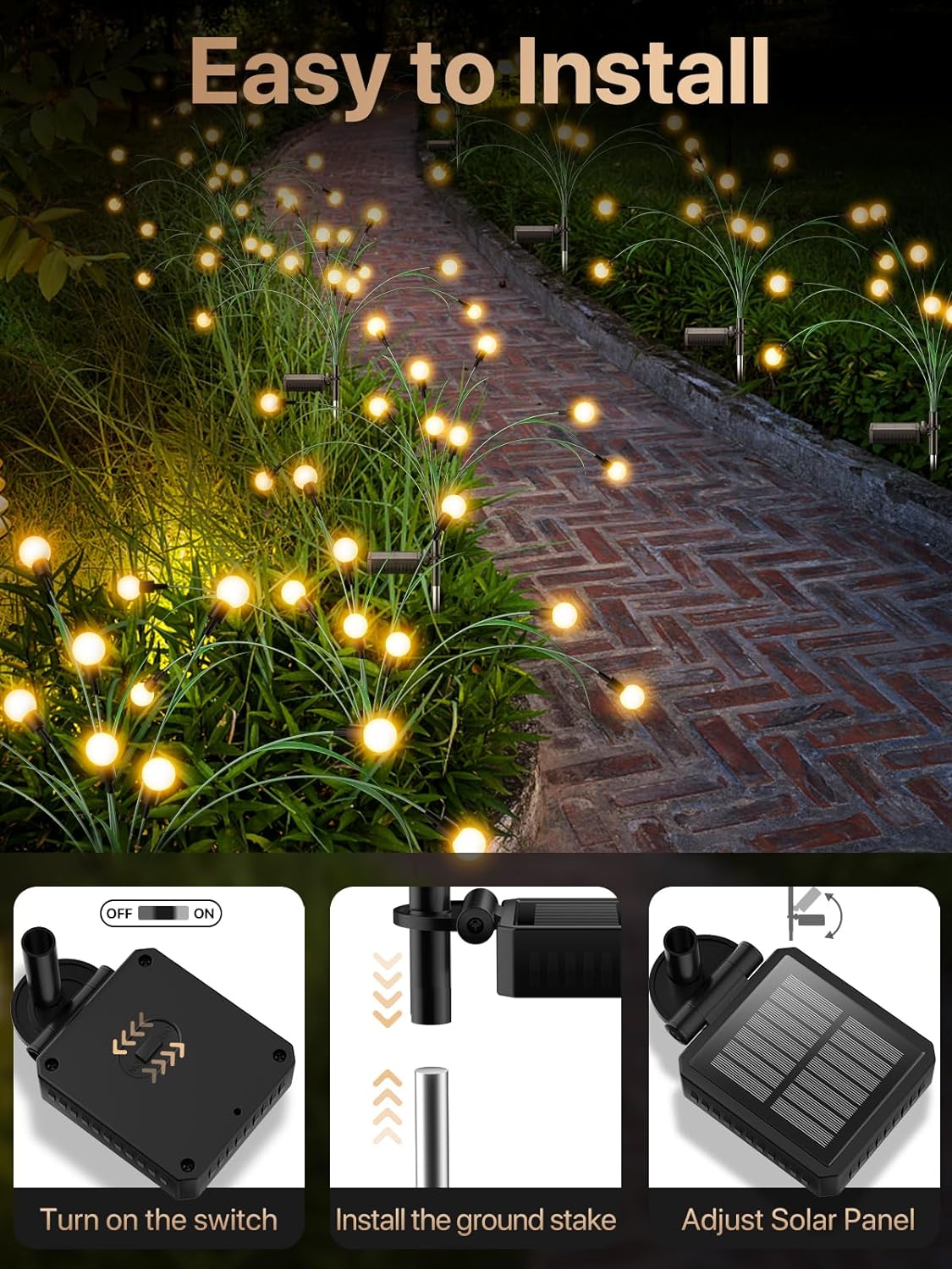Solar Garden Lights - 2025 New Upgraded Leaf Design 10 LED Solar Firefly Lights