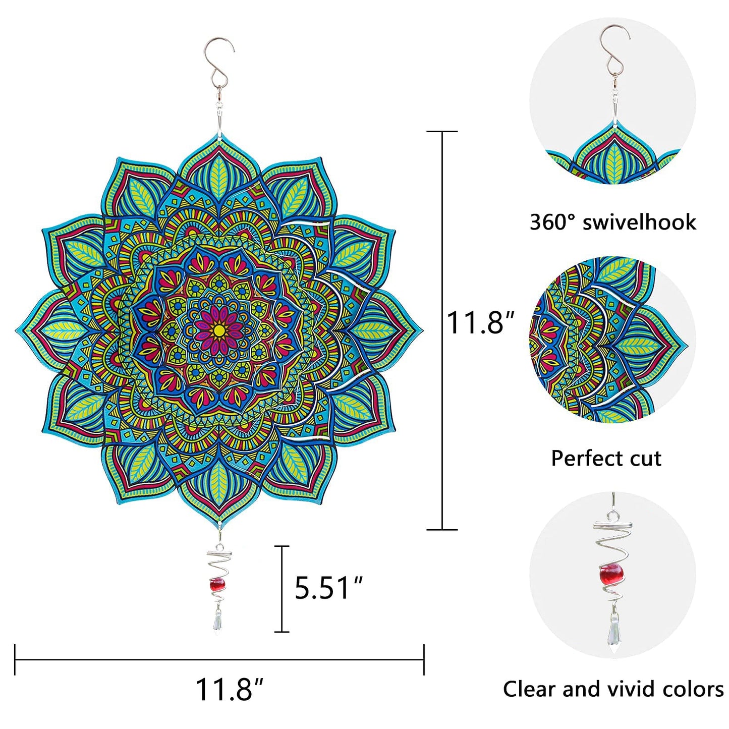 3D Mandala Metal Wind Spinner
