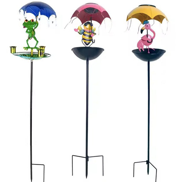 Solar-Powered LED Animal Umbrella Light with Bird Feeder