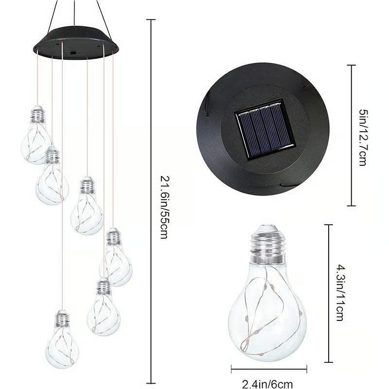 (🔥2025 BEST GIFT TO FAMILY🔥)Colorful LED Solar-Powered Light Bulb Wind Chimes