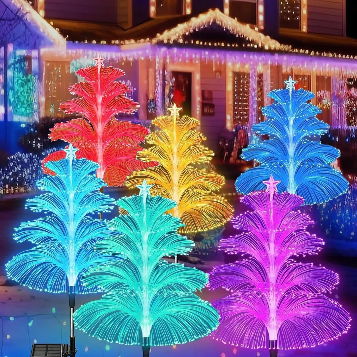 3 Pack Seven Colors Gradient Solar Christmas Tree Lights