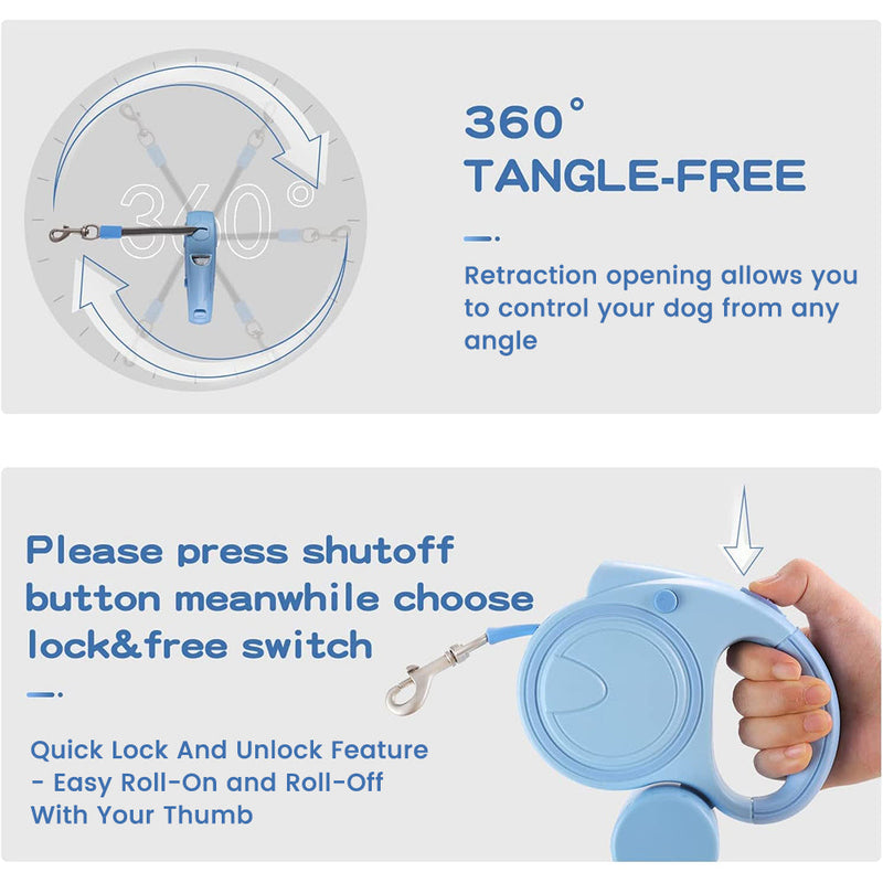 360° Tangle-Free 3 in 1 Retractable Dog Walking Leash