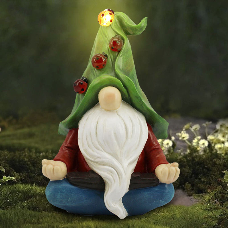 Solar Garden Gnome Statue - Ladybug