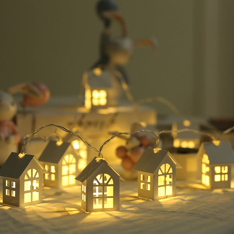 Christmas Wood House Decor String Lights