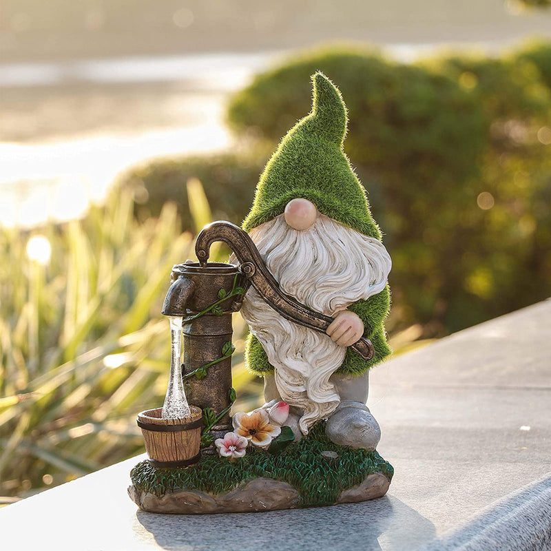 Solar Garden Gnome Statue - Jar Of Fireflies