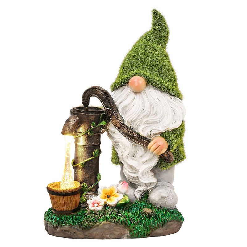 Solar Garden Gnome Statue - Jar Of Fireflies