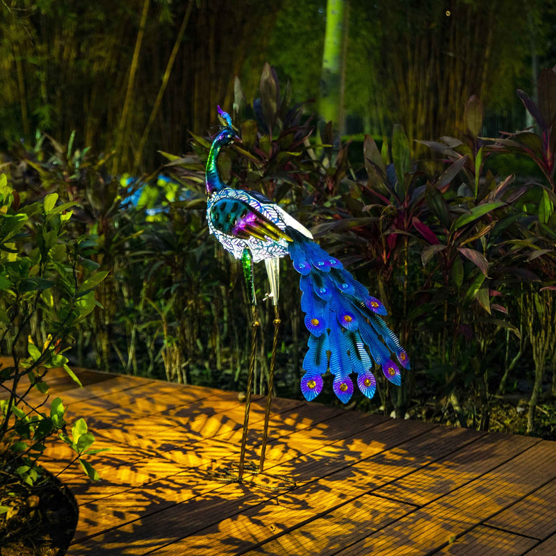 Solar Powered Majestic Peacock Garden Statue