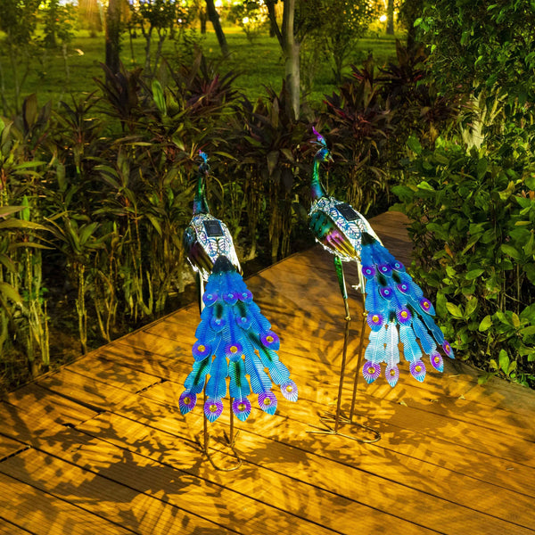 Solar Powered Majestic Peacock Garden Statue