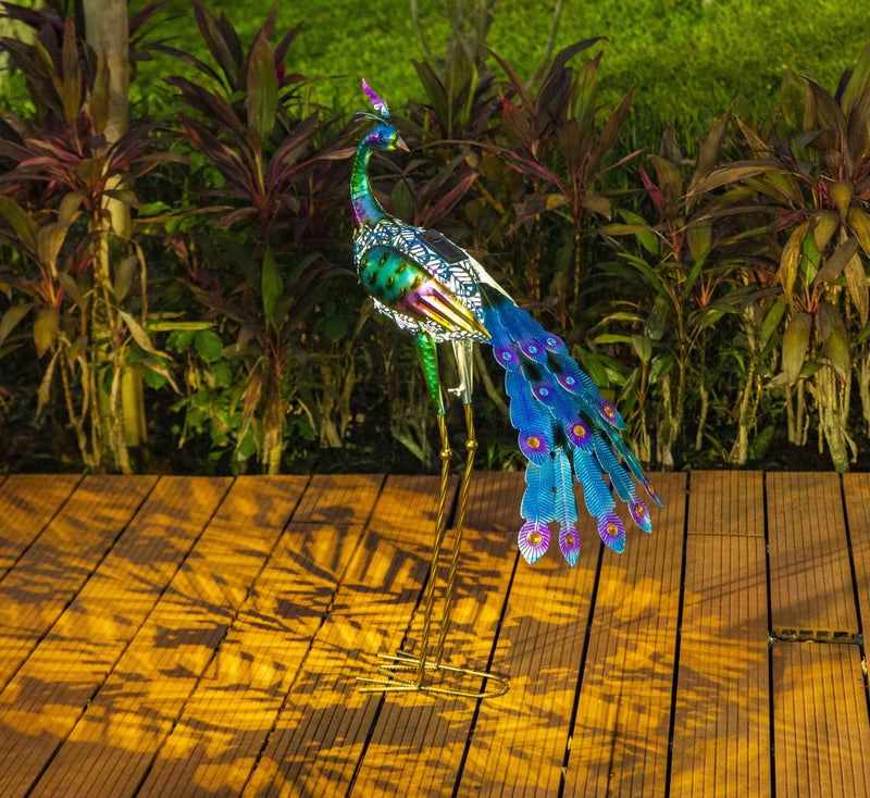 Solar Powered Majestic Peacock Garden Statue