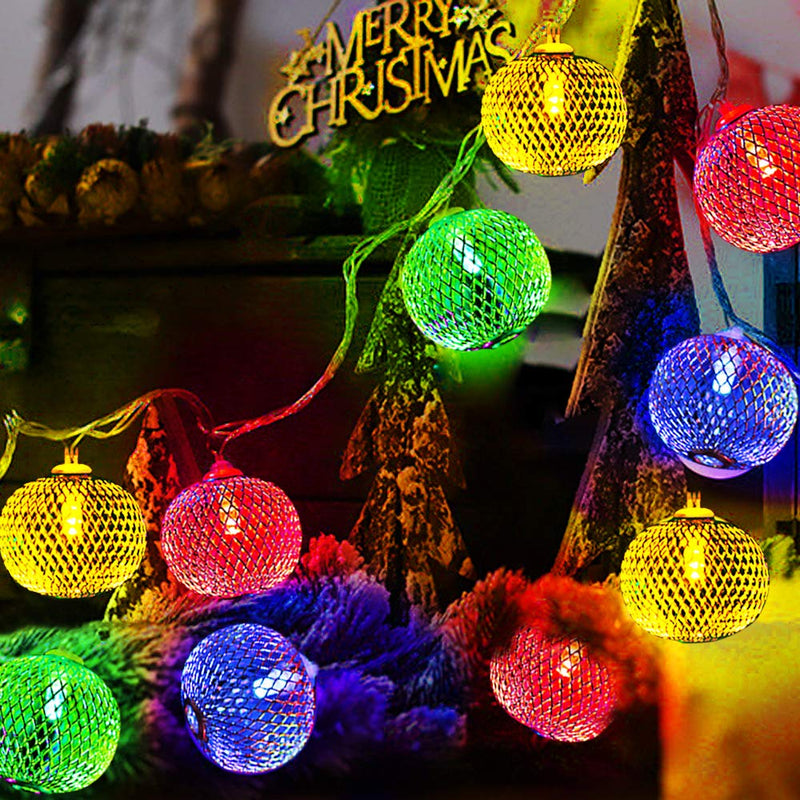 Solar Metal Mesh Ball String Light