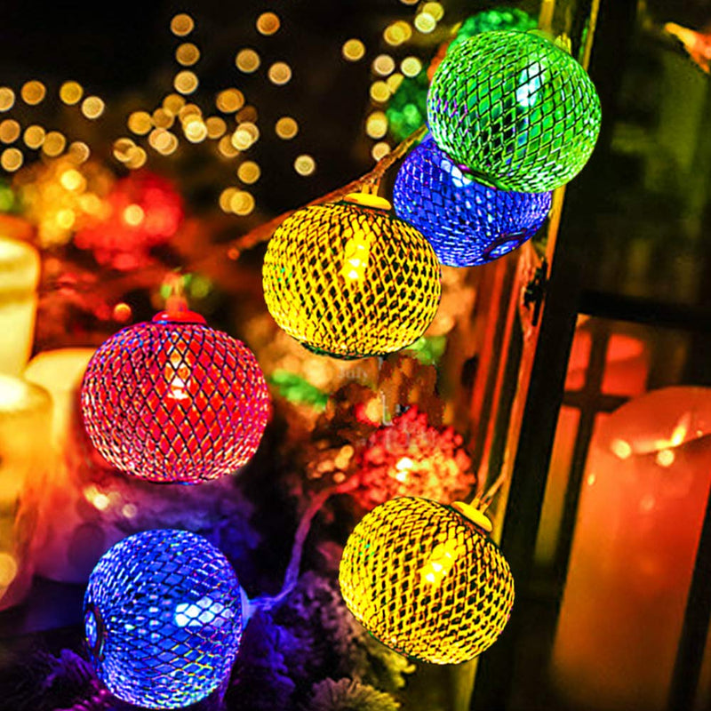 Solar Metal Mesh Ball String Light