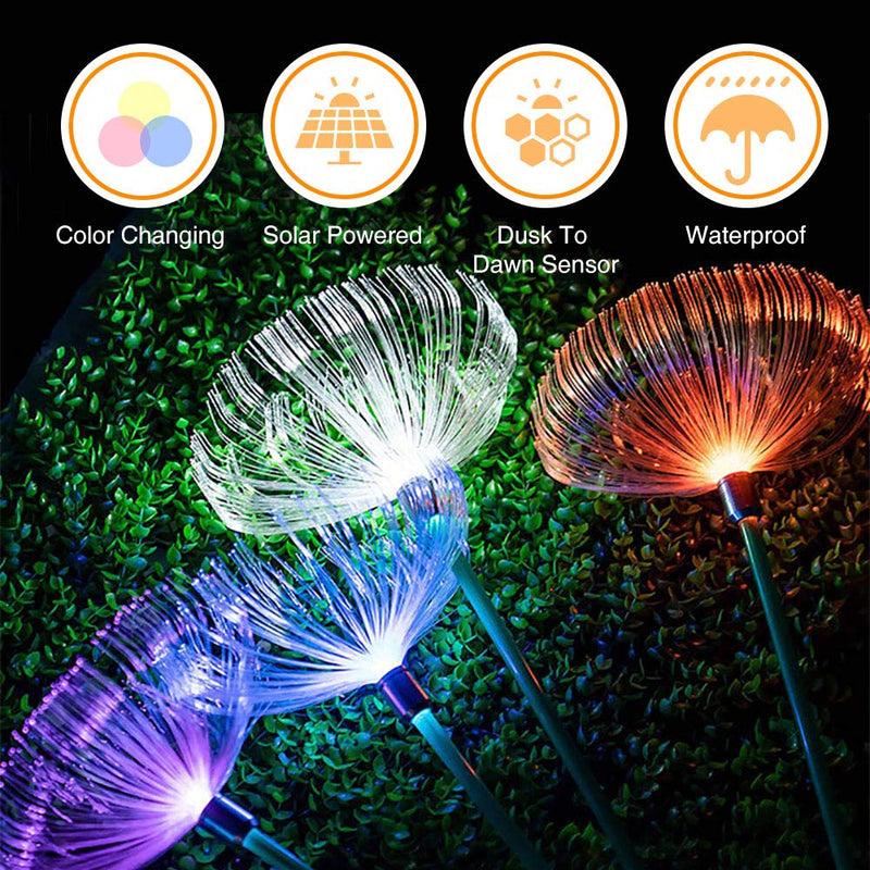 Solar-Powered Fiber Optic  Light - 2 Pcs