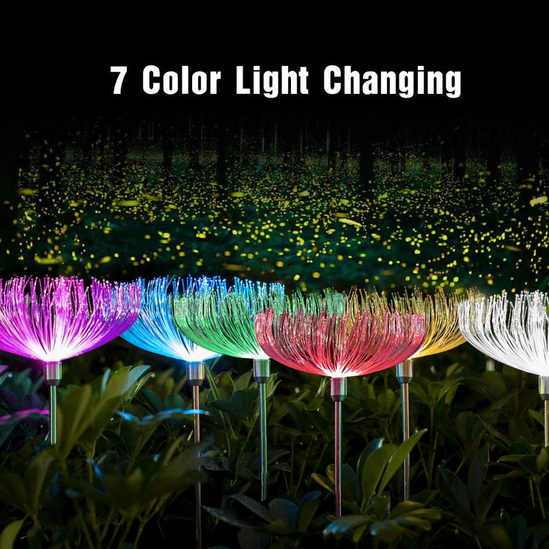 Solar-Powered Fiber Optic  Light - 2 Pcs