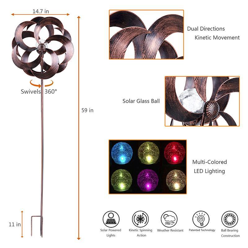 Solar Lamp Retro-Petal Wind Spinner