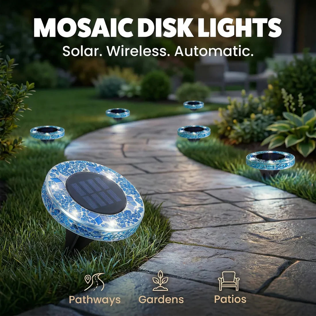 Vibrant Solar Mosaic Disk Lights