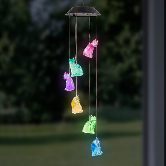 Cat Solar Wind Chimes Light