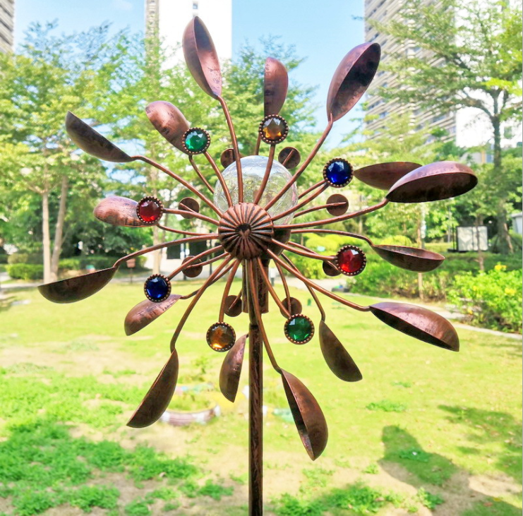 Solar Powered Glass Ball Wind Spinner