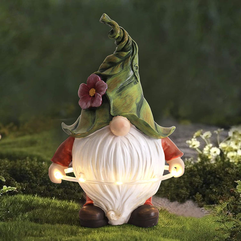 Solar Garden Gnome Statue - Fluorescent Circle