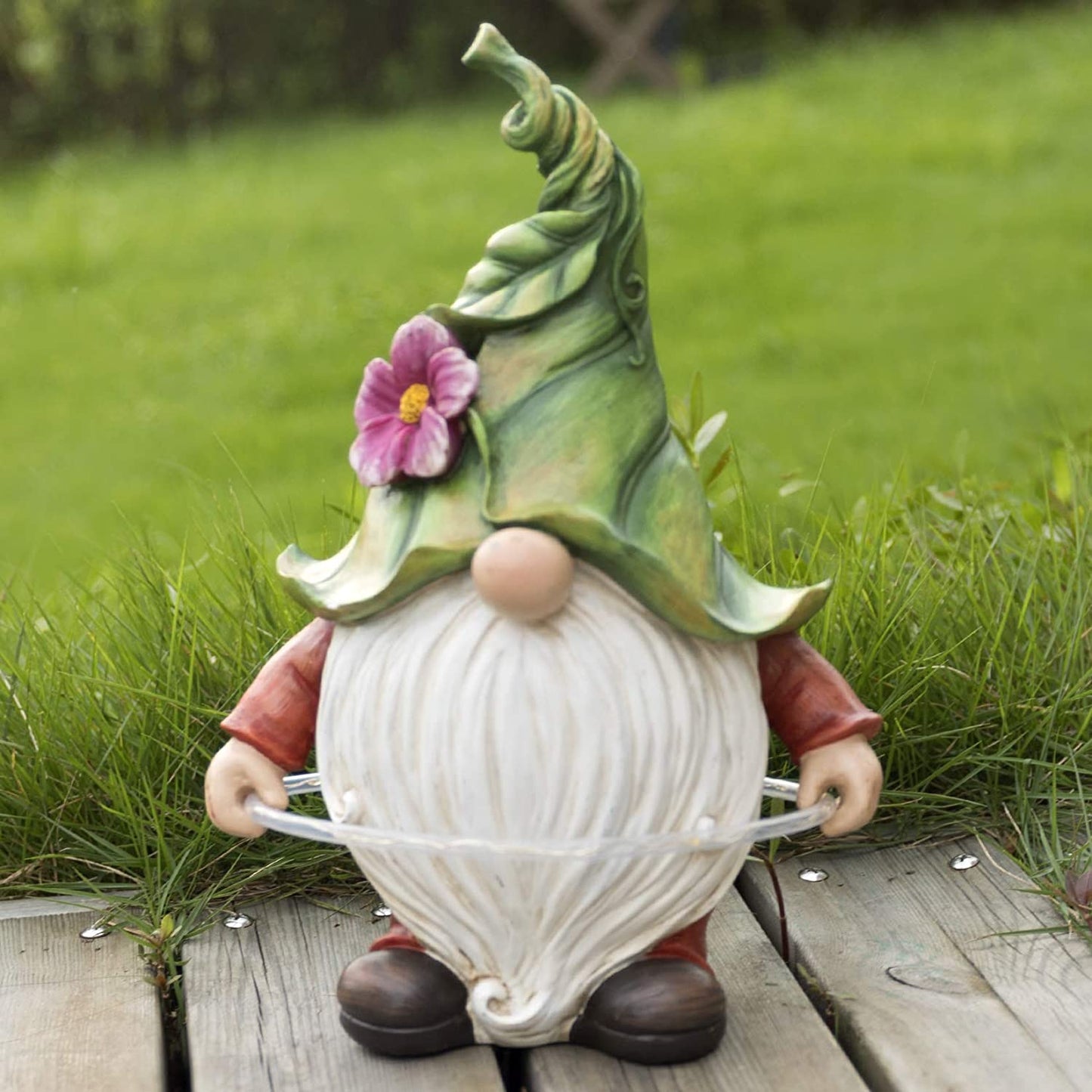 Solar Garden Gnome Statue - Fluorescent Circle
