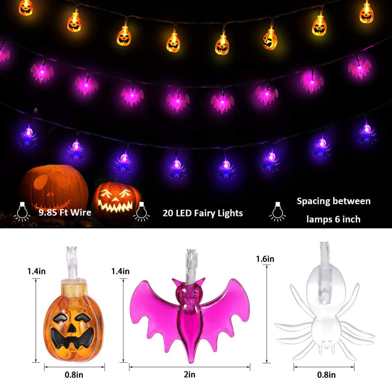 Pumpkin Spider Bat String Lights