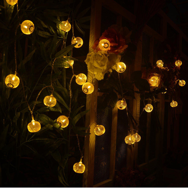 Solar Metal Mesh Ball String Light