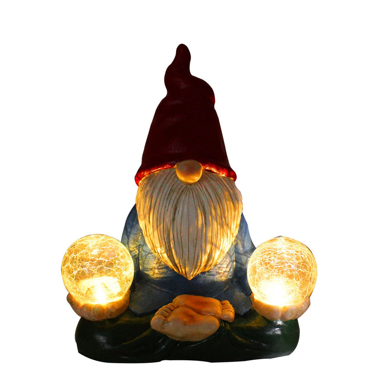 Solar Garden Gnome Statue - Meditation Crystal Ball