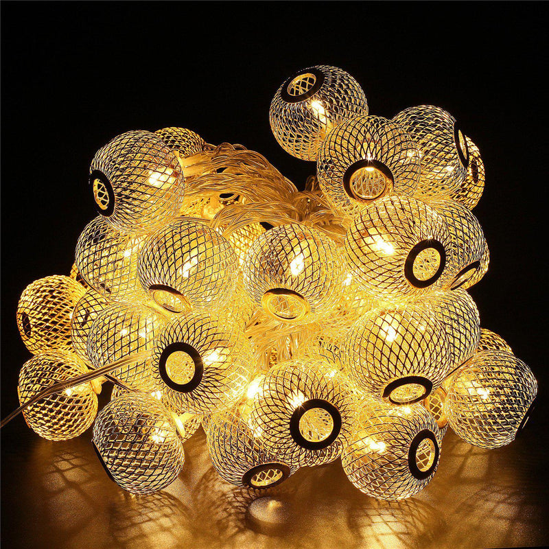 Solar Metal Mesh Ball String Light