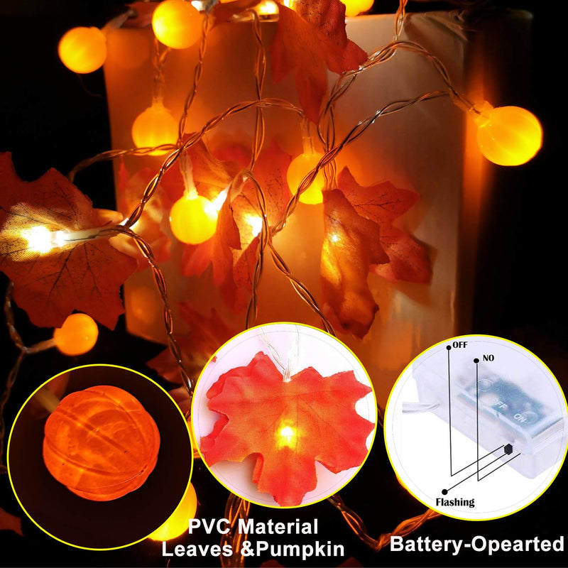 Pumpkin Maple Leaf String Lights