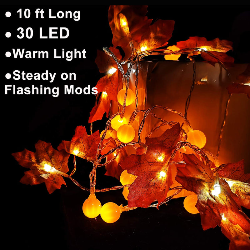 Pumpkin Maple Leaf String Lights