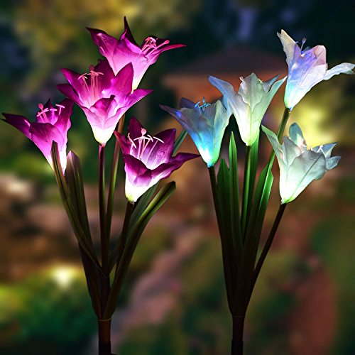 Solar Powered Lily Flower Light - 2 Pcs