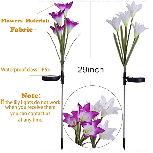 Solar Powered Lily Flower Light - 2 Pcs