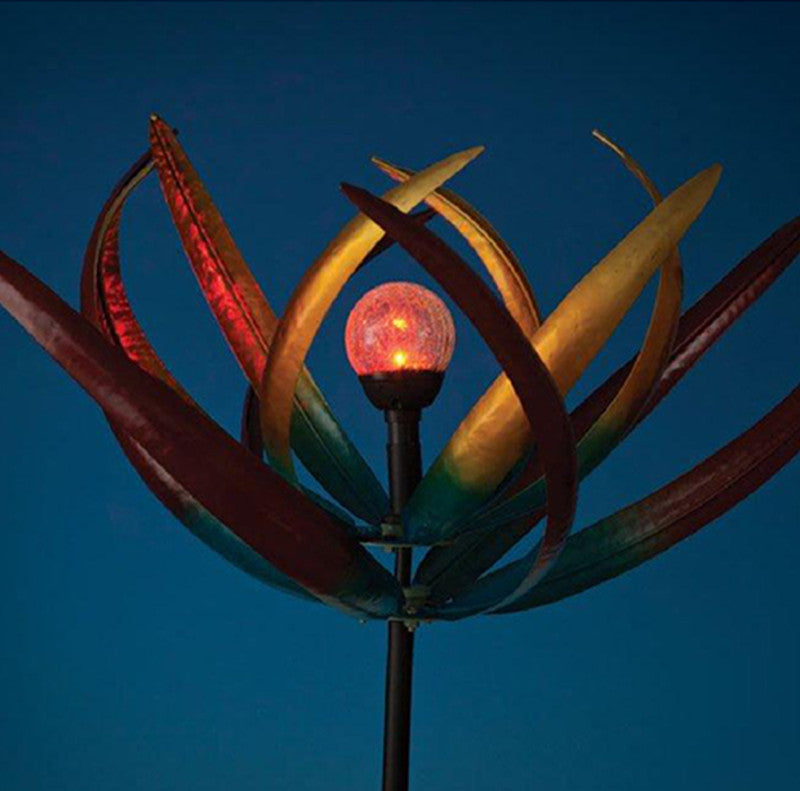 Solar Multi-Color Tulip Wind Spinner