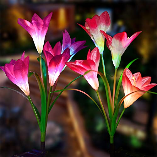 Solar Powered Lily Flower Light - 2 Pcs