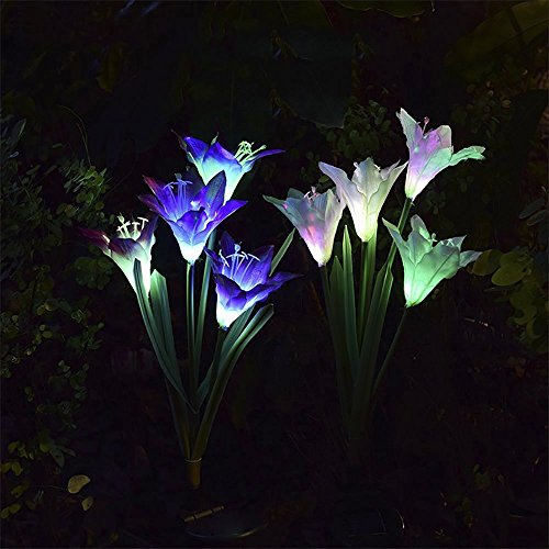 Solar Powered Lily Flower Light - 2 Pcs