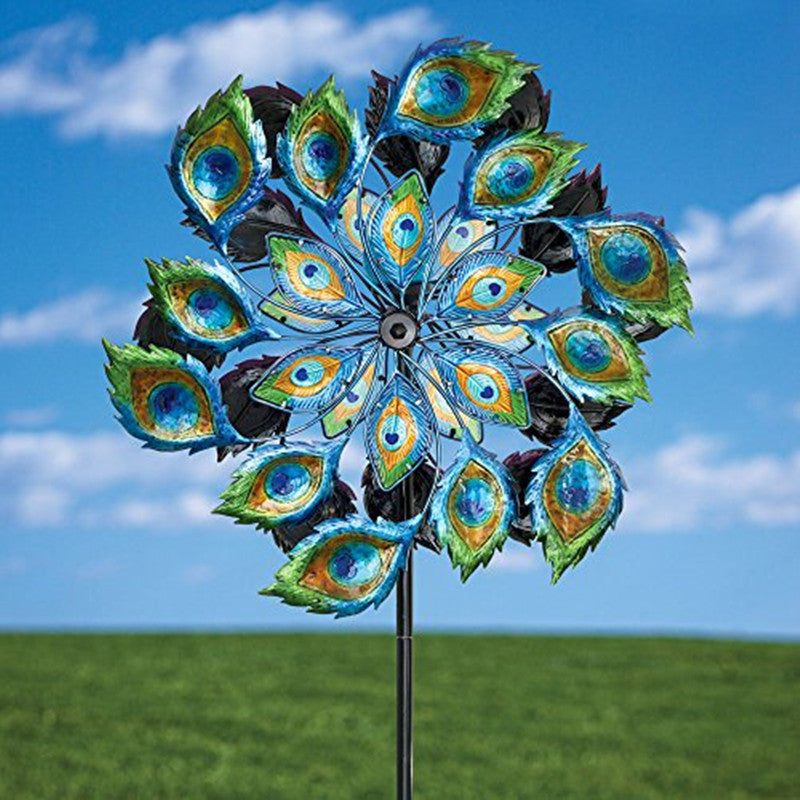 Peacock Feather Metal Wind Spinner