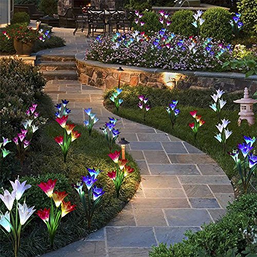 Solar Powered Lily Flower Light - 2 Pcs