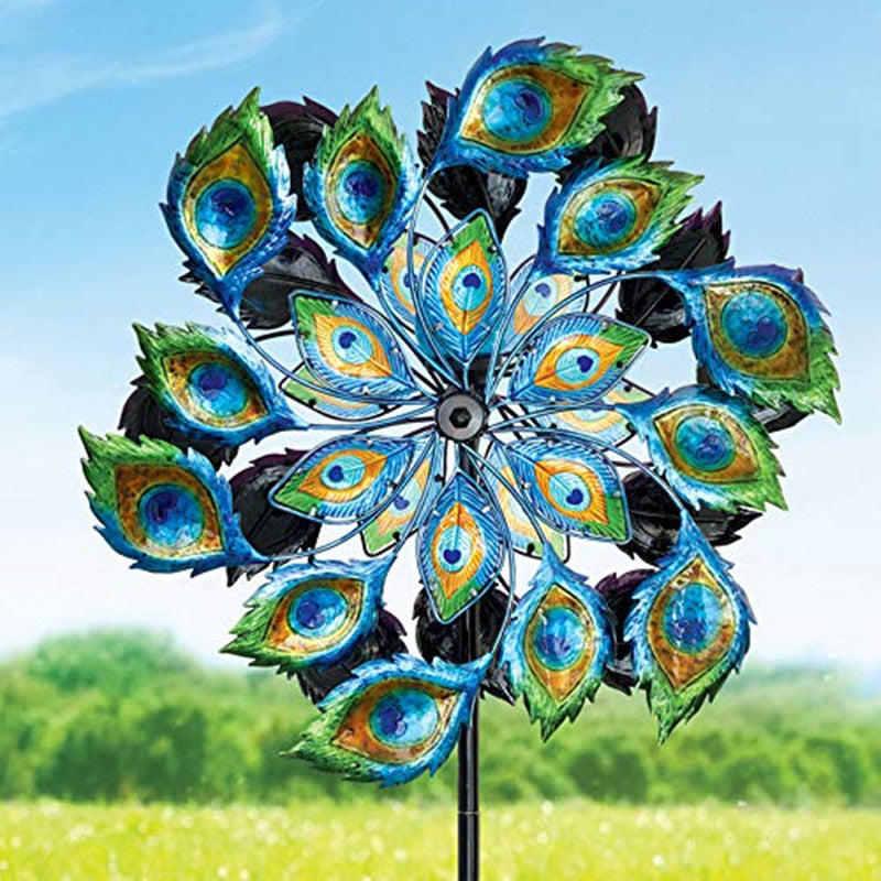 Peacock Feather Metal Wind Spinner