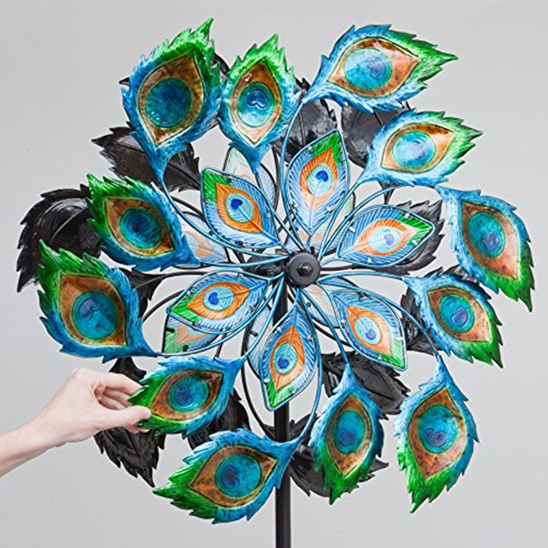 Peacock Feather Metal Wind Spinner