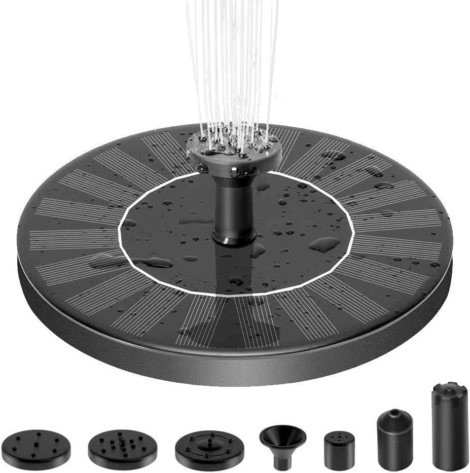 Solar Water Fountain Pump for Bird Bath with 6 Nozzles