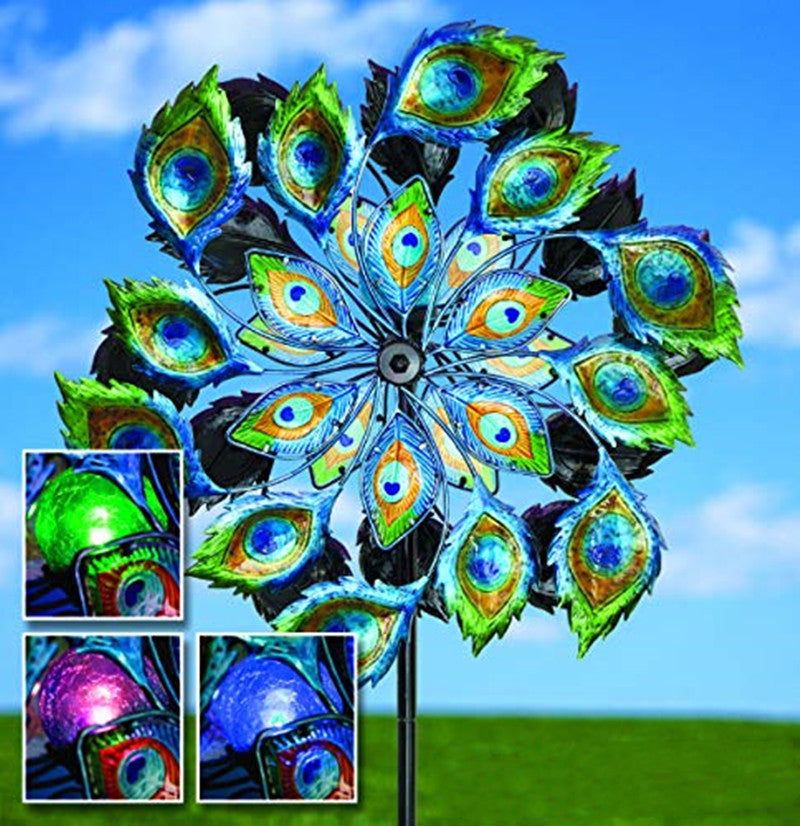 Peacock Feather Metal Wind Spinner