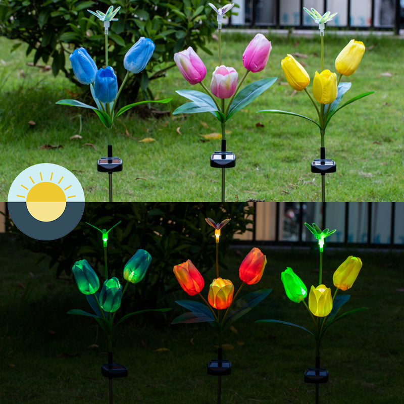 Solar Powered Tulip Outdoor Yard Garden Lamp