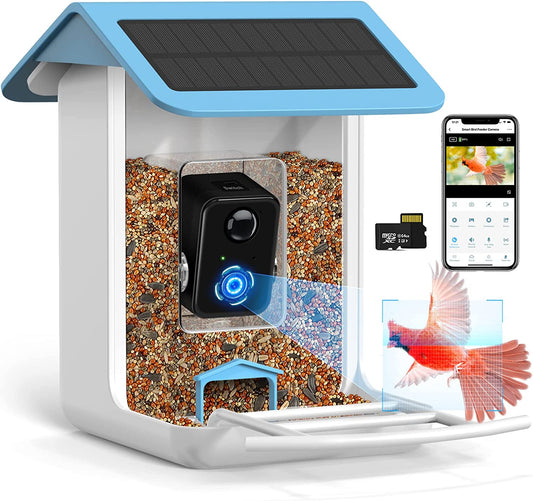 Smart Bird Feeder Camera - 1080P HD Camera Auto Capture Bird Videos & Solar Panel