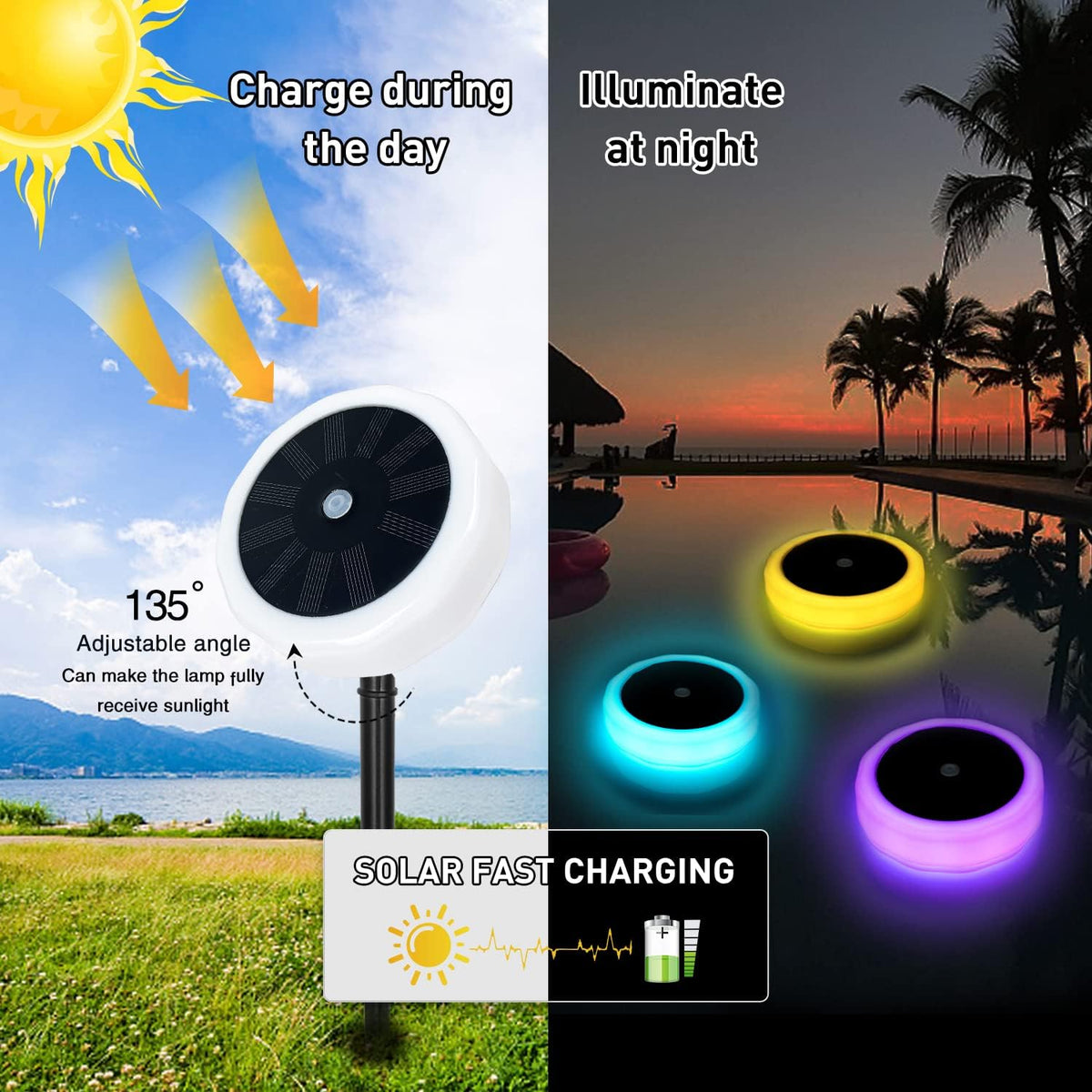 Solar Powered RGB Pool Floating Light