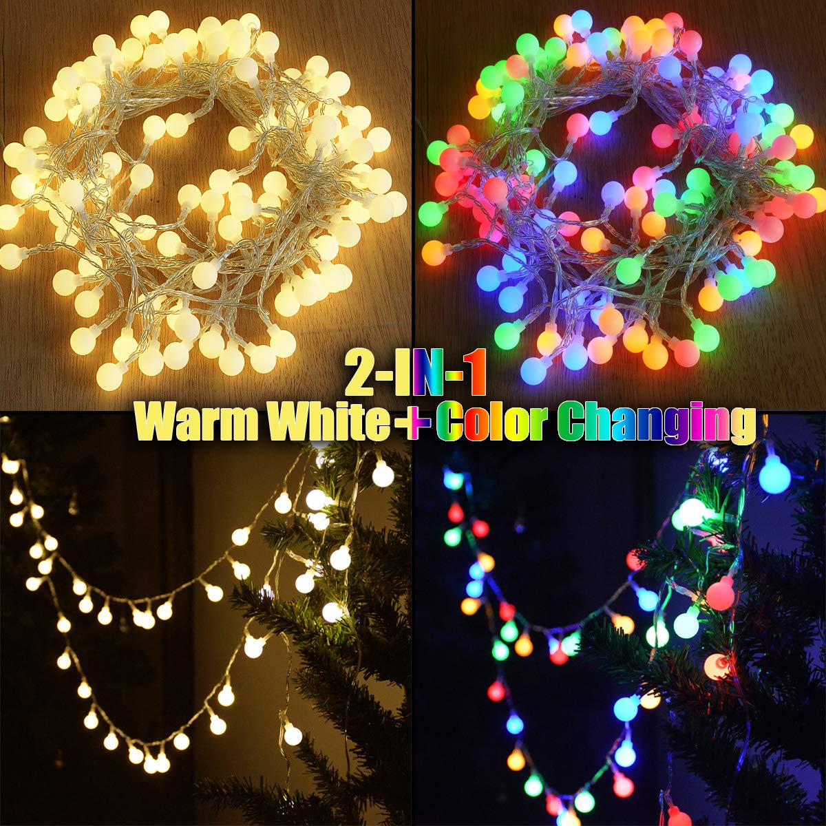 100 LED Globe Ball String Lights