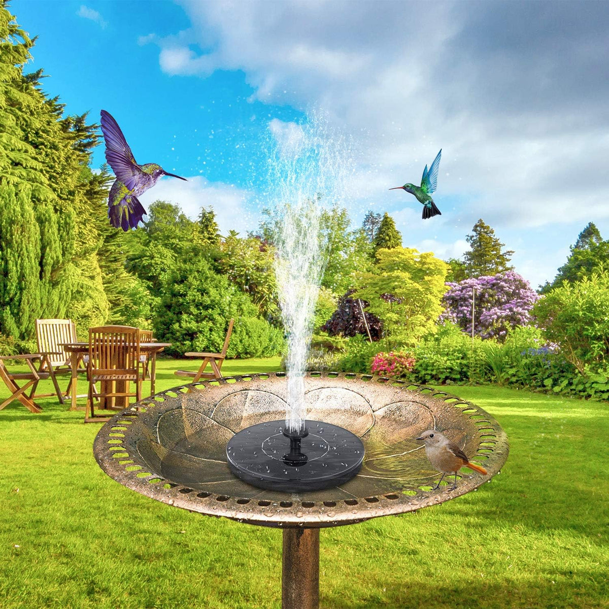 Bird Bath with Solar Fountain Set
