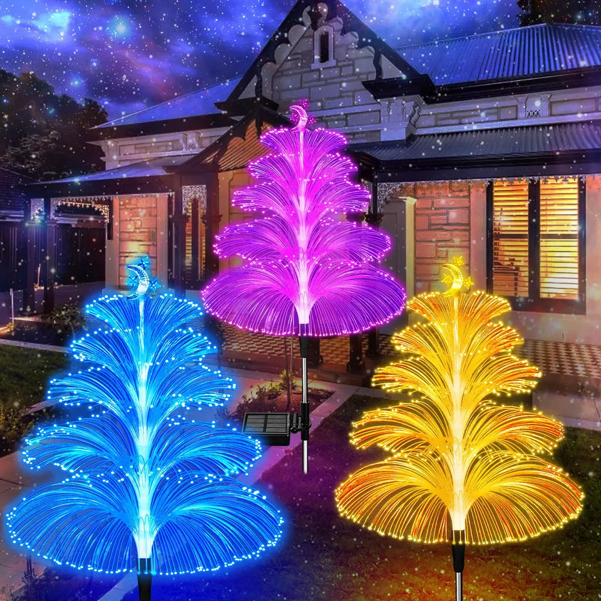 3 Pack Seven Colors Gradient Solar Christmas Tree Lights