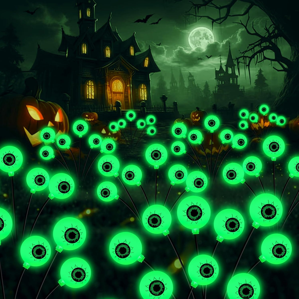 4-Packs Halloween Solar Scary Eyeball Lights