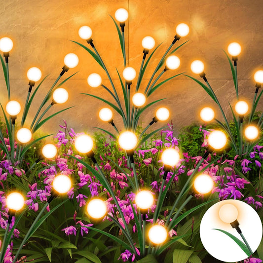 Solar Garden Lights - 2025 New Upgraded Leaf Design 10 LED Solar Firefly Lights